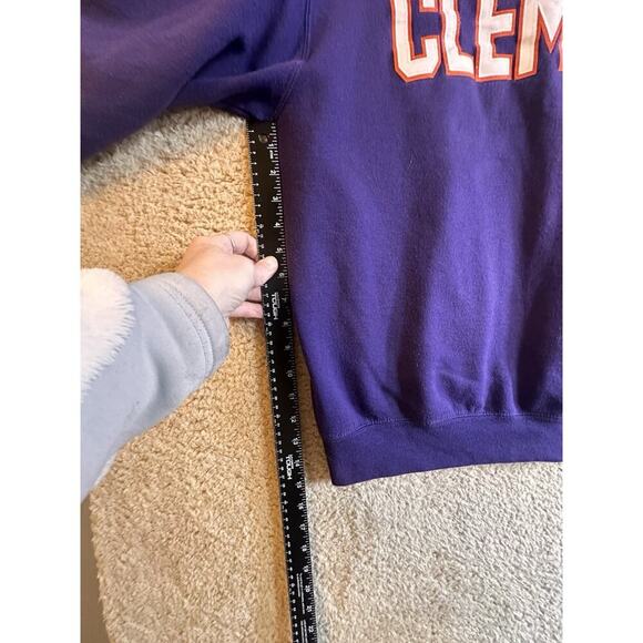 Vtg Clemson Tigers Champion Applique Letters Purple Crewneck Sweatshirt Sz L Y2K - Picture 10 of 16